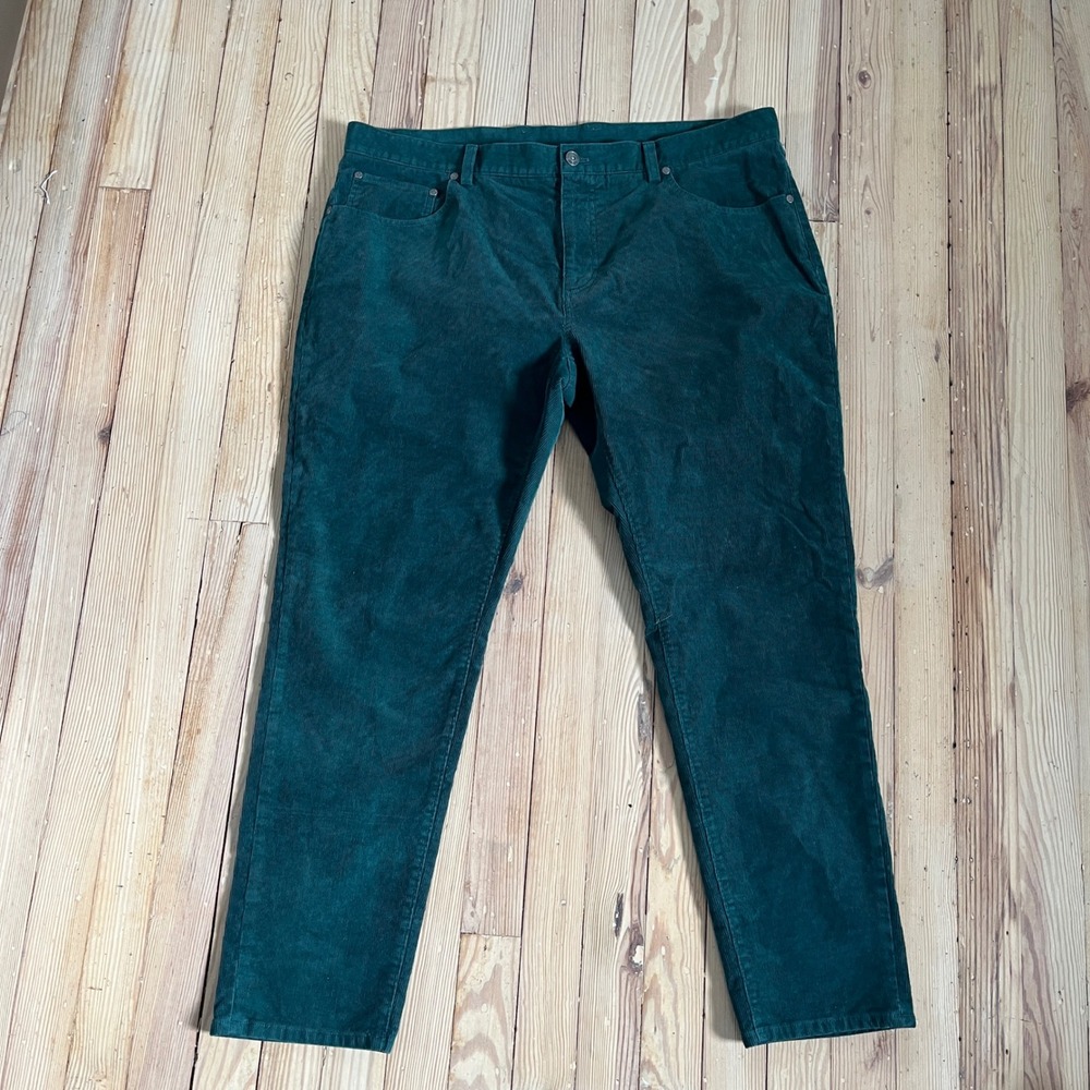 Brooks Brothers Men Slim Fit Corduroy Pants Forest Green 40x30 5-Pocket Trousers